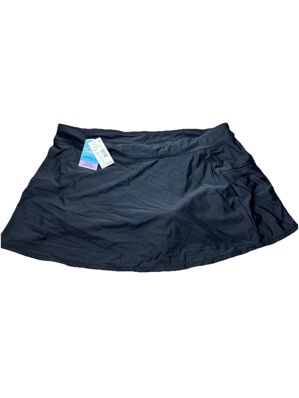 Swim Solutions Swimsuit Skirt 22W Black Tummy Control